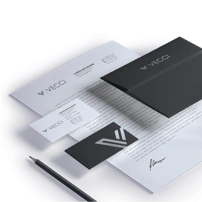Corporate identity products such as business cards, letterhead and stationery. 