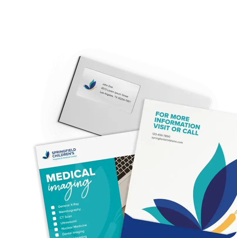 Various customer communications including direct mail and personalized brochures.